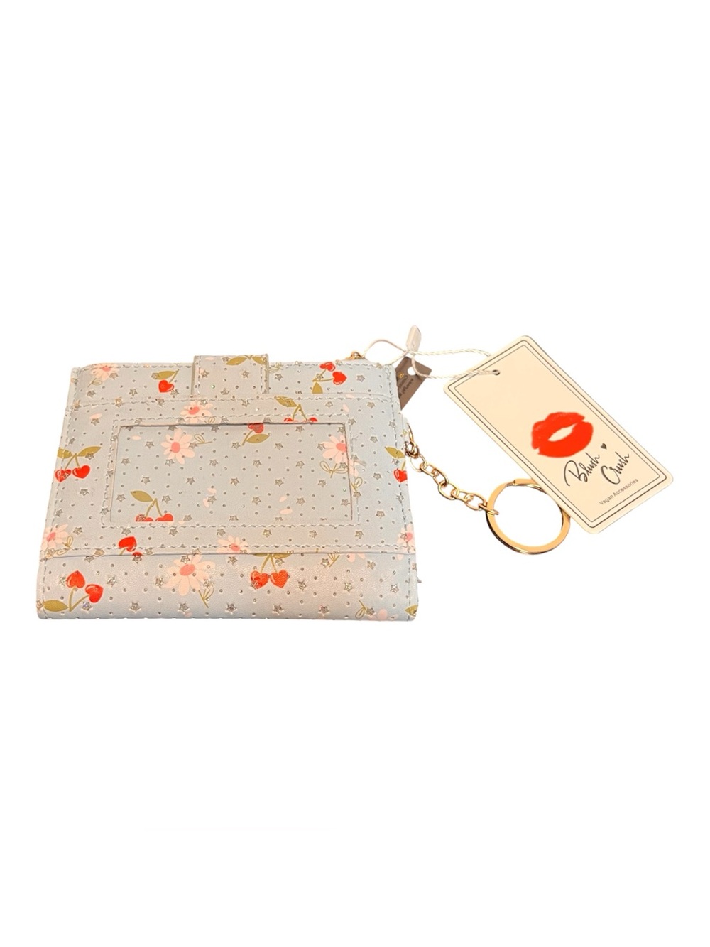 Blue Cherry & Floral Snap Wallet with Keyring - Picture 2 of 4